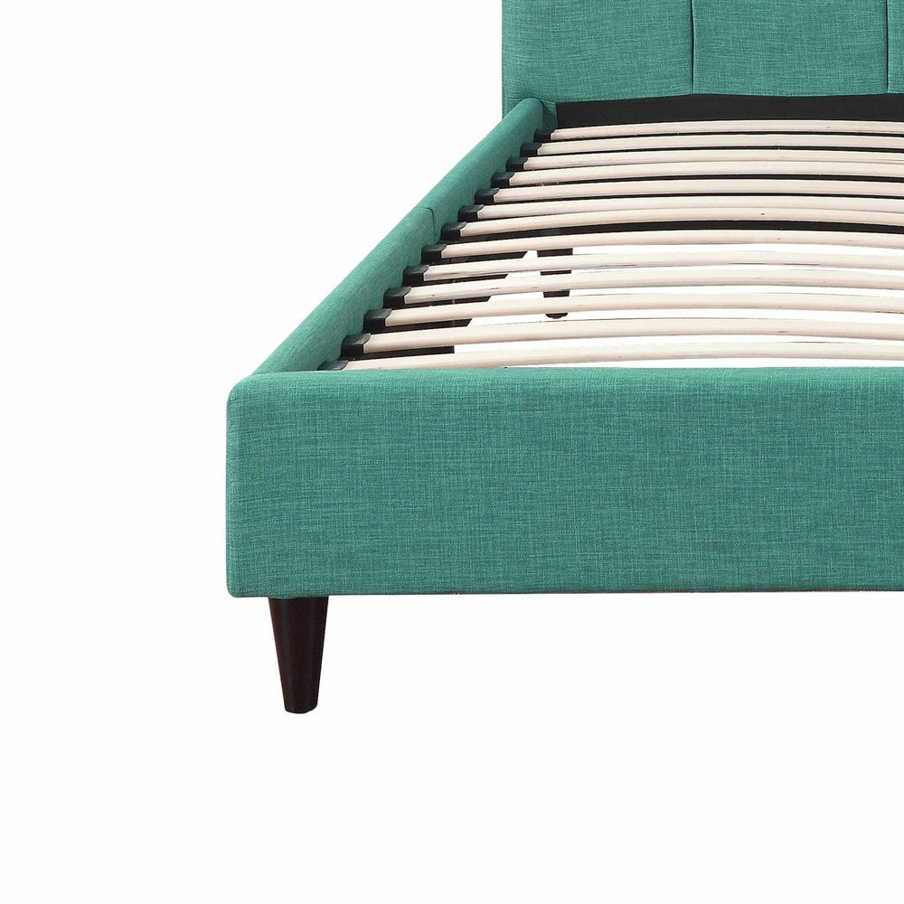 Turquoise Tufted Fabric Upholstered Queen Bed Frame