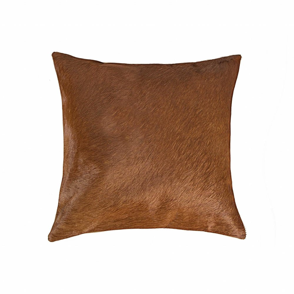 18" Black Cowhide Throw Pillow
