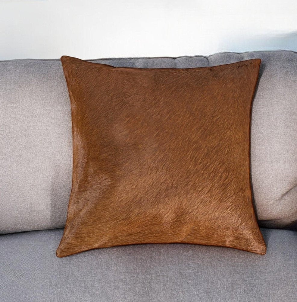 18" Black Cowhide Throw Pillow