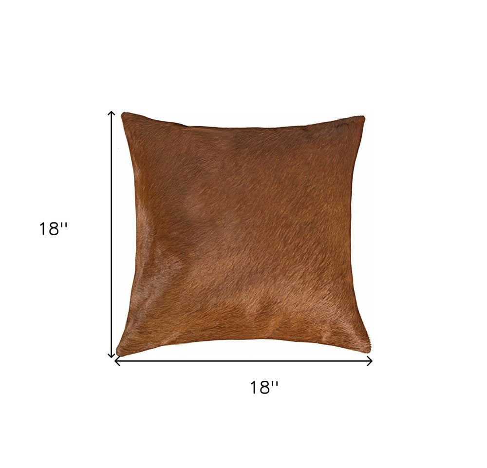 18" Brown Cowhide Throw Pillow