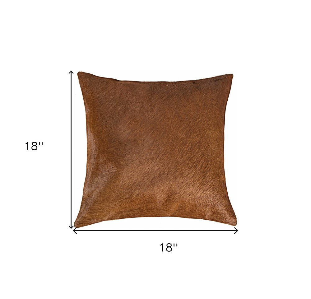 18" Brown Cowhide Throw Pillow