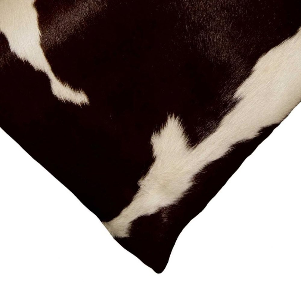 18" Brown Cowhide Throw Pillow