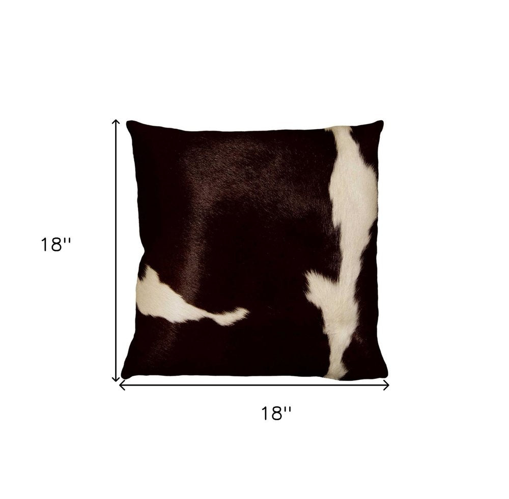18" Brown Cowhide Throw Pillow