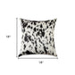 18" Black Cowhide Throw Pillow