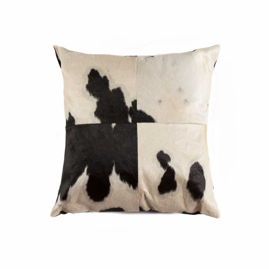 18" Brown And White Cowhide Throw Pillow