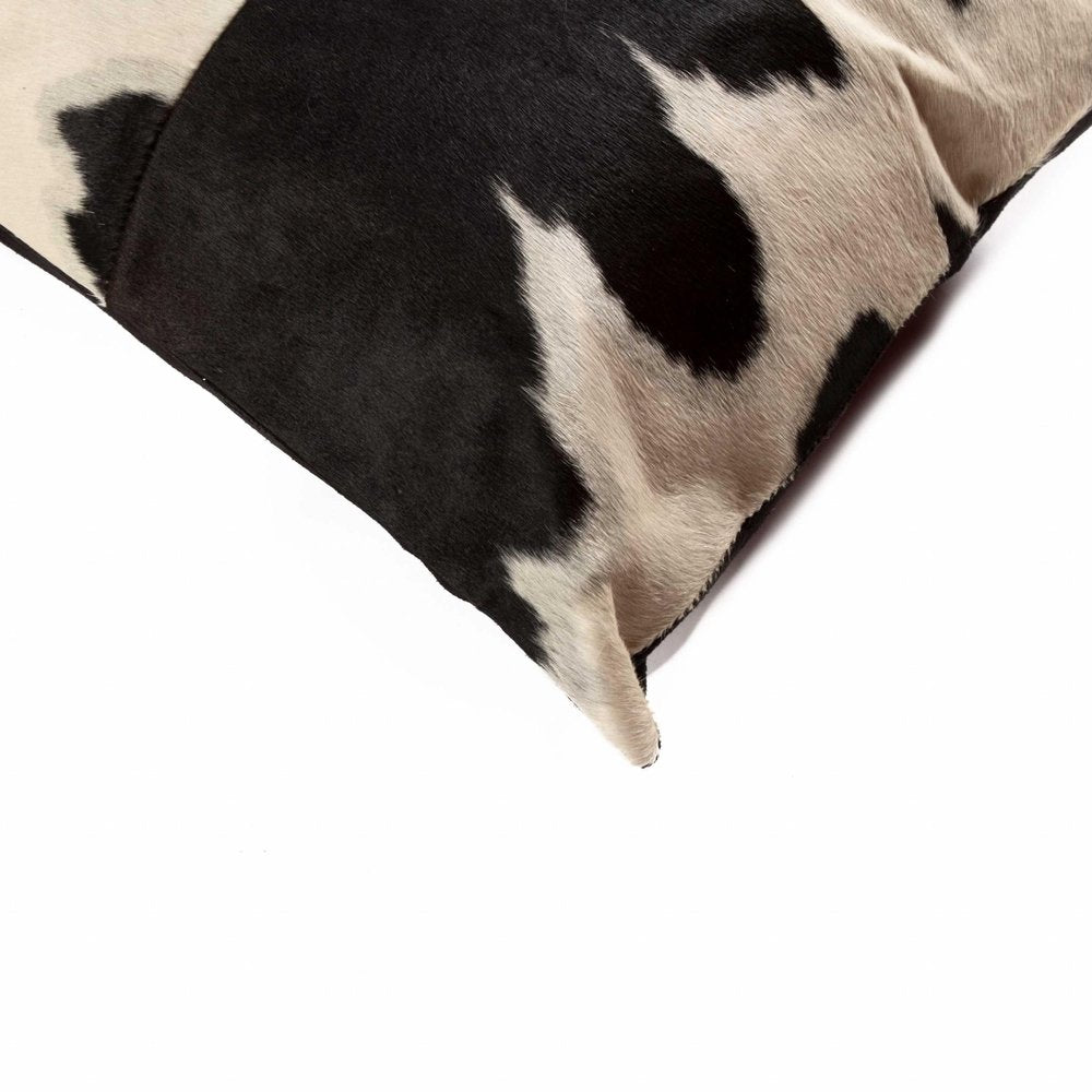 18" Light Brown Geometric Cowhide Throw Pillow