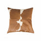 18" Light Brown Geometric Cowhide Throw Pillow