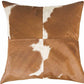 18" Light Brown Geometric Cowhide Throw Pillow