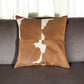 18" Light Brown Geometric Cowhide Throw Pillow