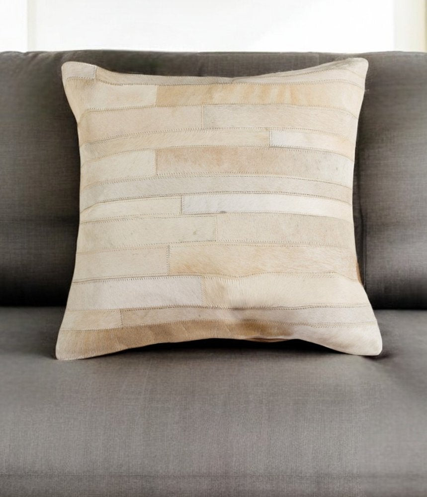 18" Chocolate Cowhide Throw Pillow