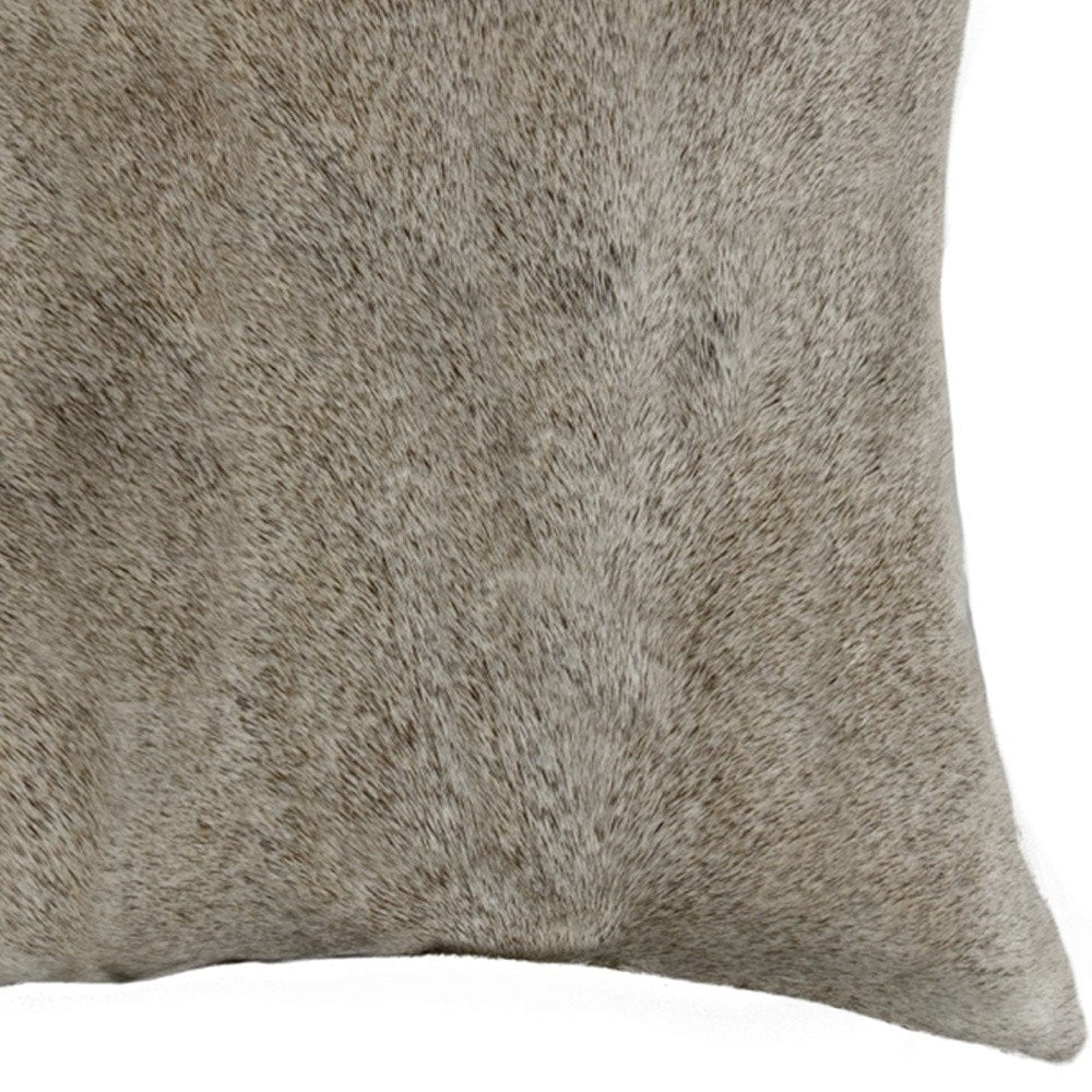18" Gray Cowhide Throw Pillow
