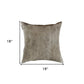 18" Gray Cowhide Throw Pillow