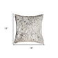 18" Gray and White Cowhide Throw Pillow