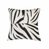 18" Black and White Zebra Print Cowhide Throw Pillow