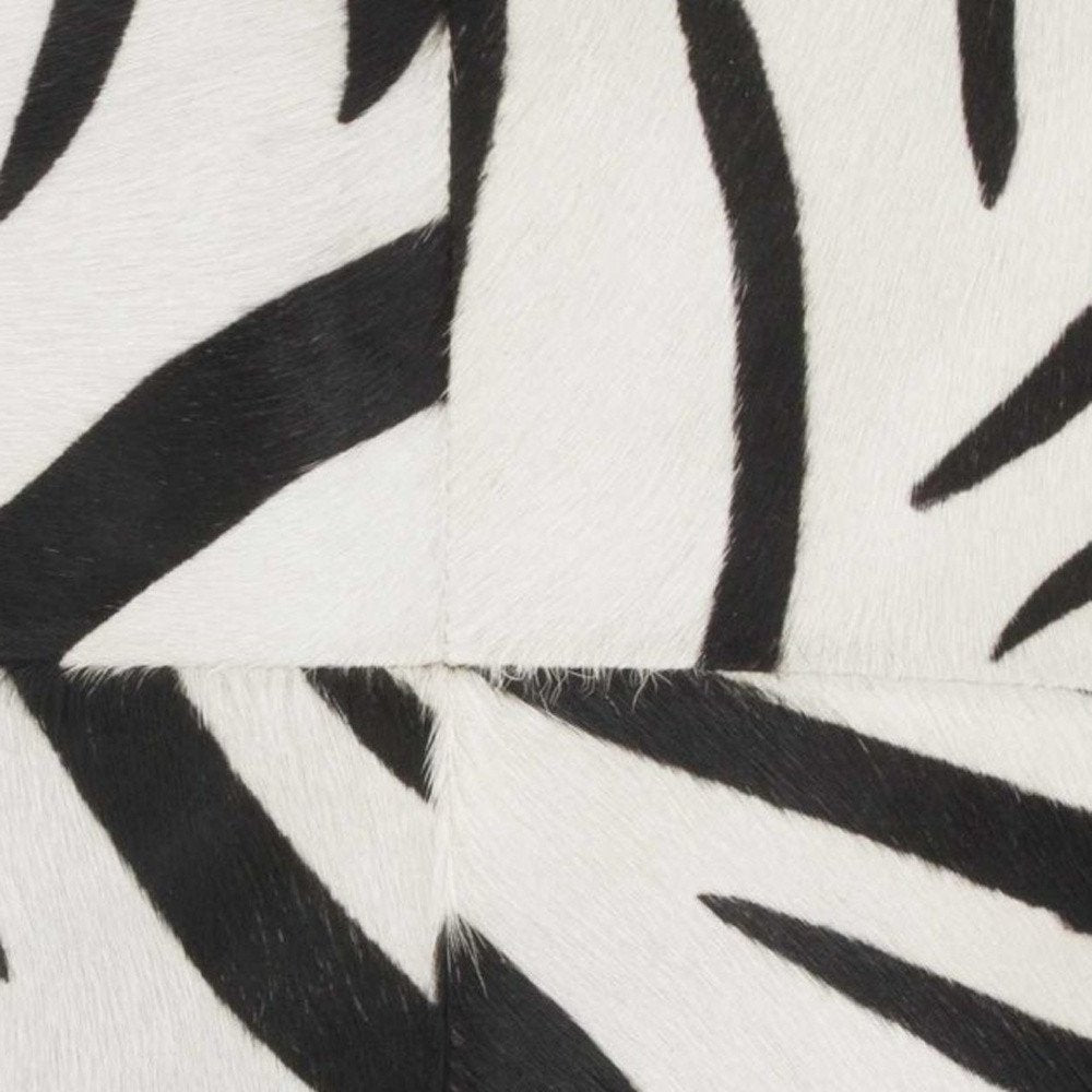 18" Black and White Zebra Print Cowhide Throw Pillow