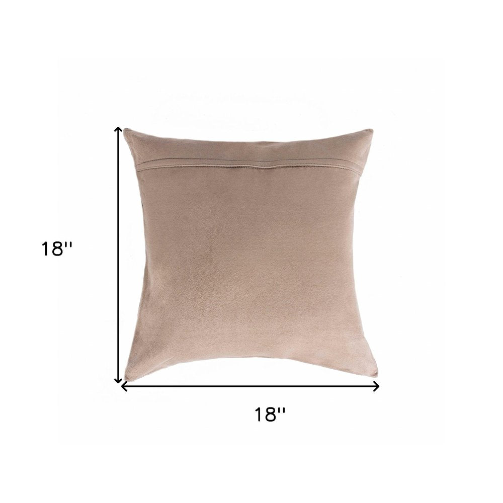 18" Chocolate Cowhide Throw Pillow