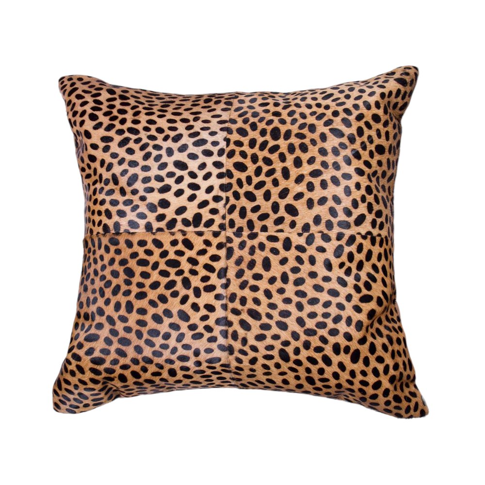 18" Orange and Black Cowhide Throw Pillow