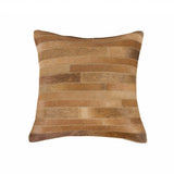 18" Brown Cowhide Throw Pillow