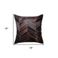 18" Chocolate Chevron Cowhide Throw Pillow