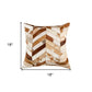 18" Brown And White Cowhide Throw Pillow