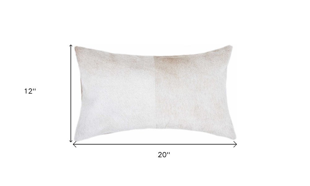 12" X 20" Tan Cowhide Throw Pillow