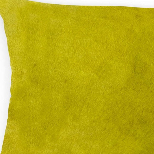 12" X 20" Yellow Cowhide Throw Pillow