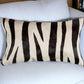 12" X 20" Black and Off White Cowhide Throw Pillow