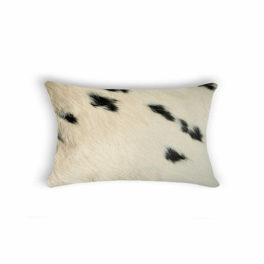 12" X 20" Black And White Cowhide Throw Pillow