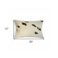 12" X 20" X 5" White And Black Cowhide  Pillow