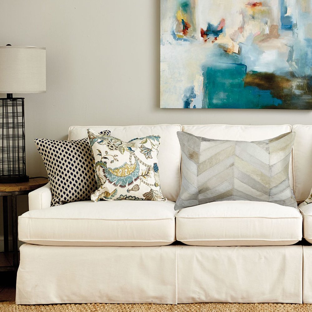 12" X 20" Gray and Brown Chevron Cowhide Throw Pillow