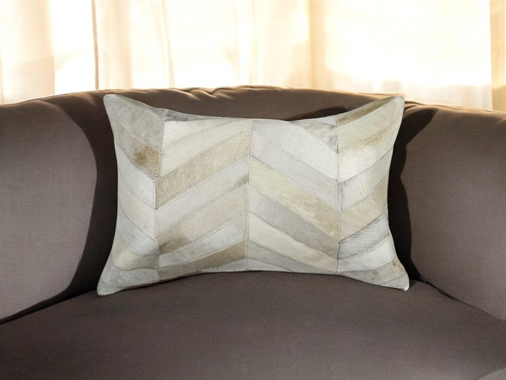 12" X 20" Black Cowhide Throw Pillow
