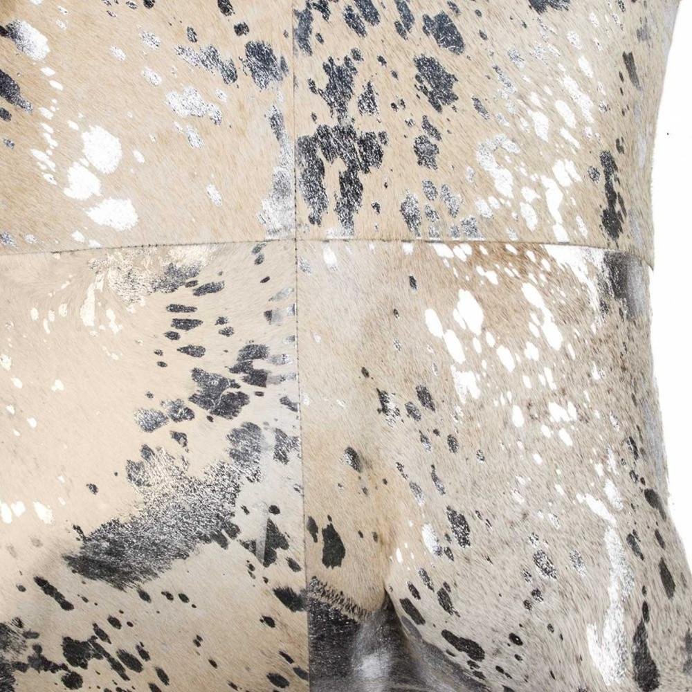 18" Silver And Gray Cowhide Throw Pillow