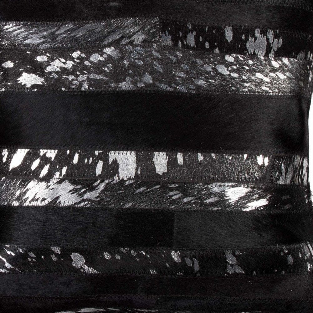 18" X 18" X 5" Black And Silver  Pillow