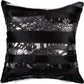18" Black And Silver Striped Cowhide Throw Pillow