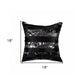 18" Black And Silver Striped Cowhide Throw Pillow