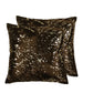 Set of Two 18" Chocolate And Gold Cowhide Throw Pillows