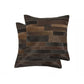 Set of Two 18" Chocolate And Gold Cowhide Throw Pillows