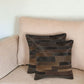 Set of Two 18" Chocolate And Gold Cowhide Throw Pillows