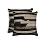 Set of Two 18" Chocolate And Gold Cowhide Throw Pillows