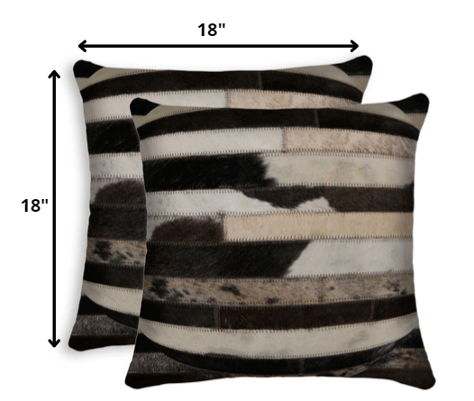 Set of Two 18" Chocolate And Gold Cowhide Throw Pillows