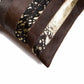 Set of Two 18" Chocolate And Gold Cowhide Throw Pillows