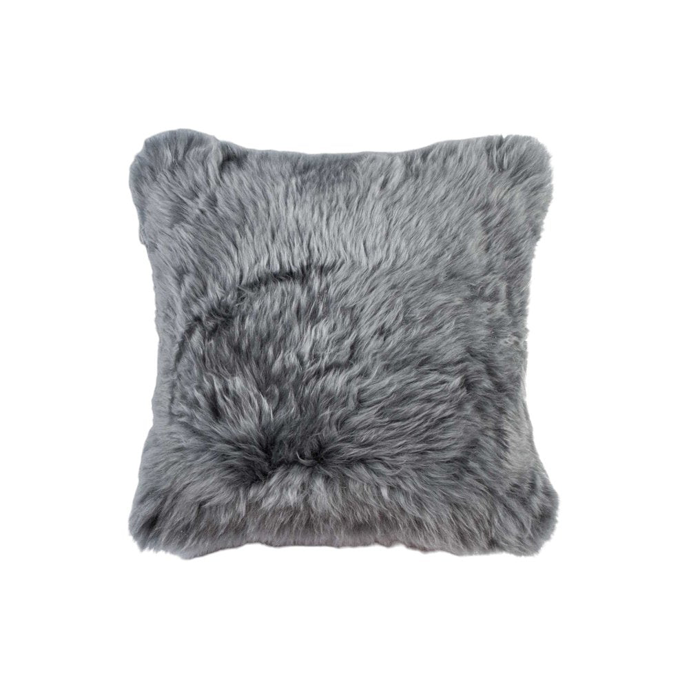 Set of Two 18" Gray Cowhide Throw Pillows