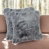 Set of Two 18" Gray Cowhide Throw Pillows
