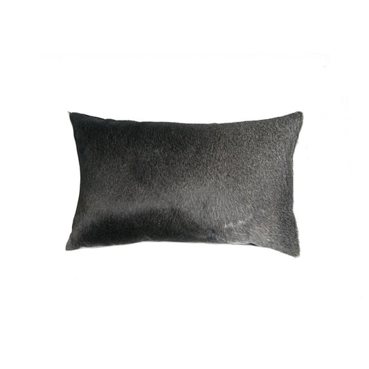 12" X 20" Brown Black And White Cowhide Throw Pillow