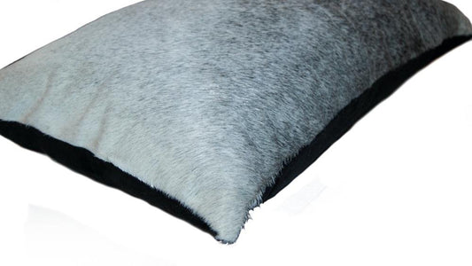 12" X 20" Brown Black And White Cowhide Throw Pillow