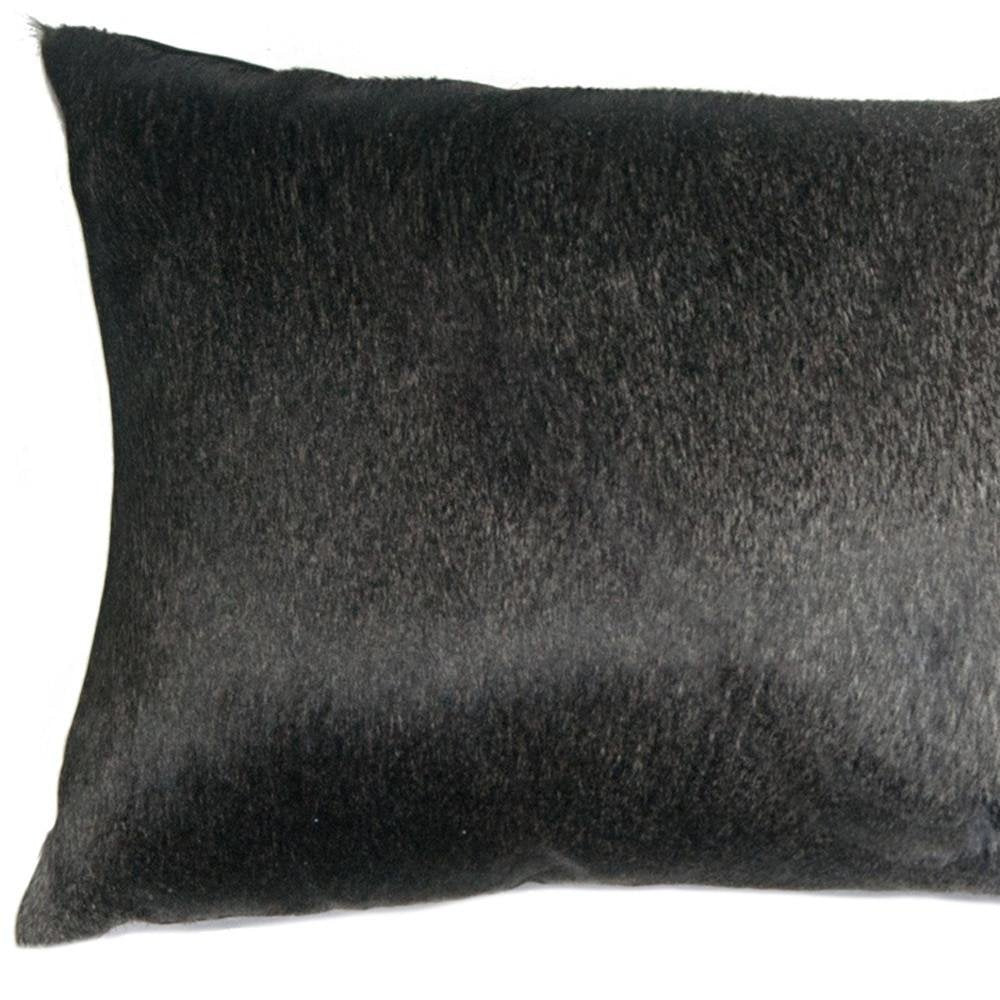 12" X 20" Brown Black And White Cowhide Throw Pillow