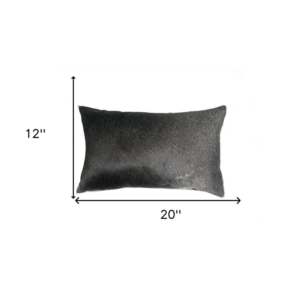 12" X 20" Brown Black And White Cowhide Throw Pillow