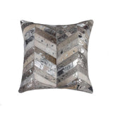 18" Silver Cowhide Throw Pillow