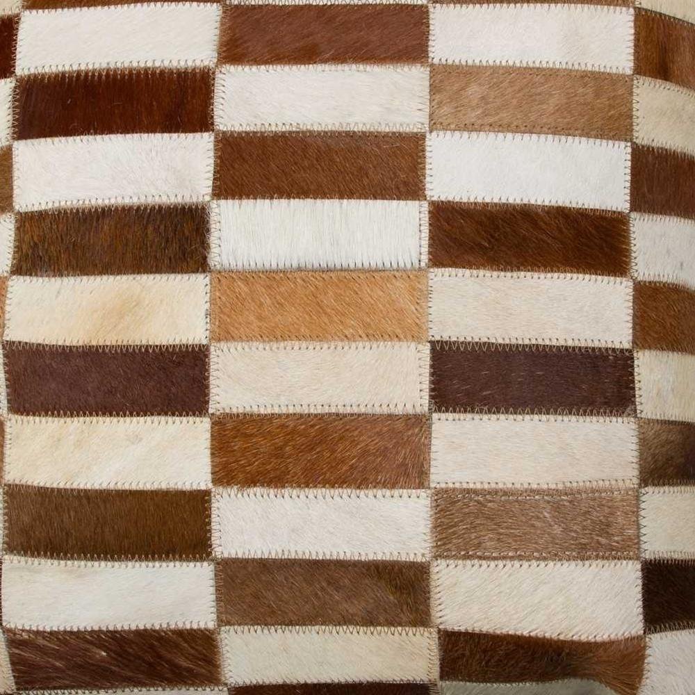 18" Brown and White Cowhide Throw Pillow