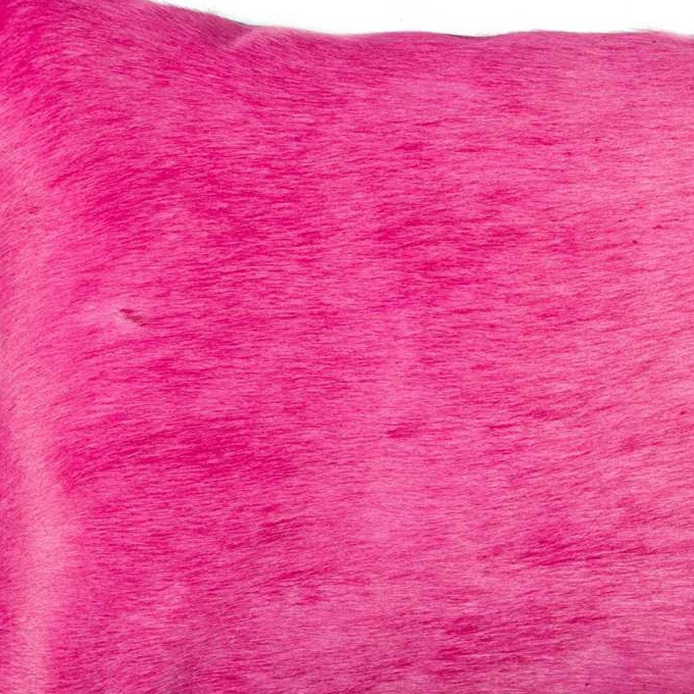 12" X 20" Fuschia Cowhide Throw Pillow